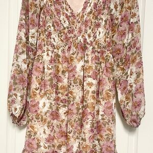 PinkBlush Maternity Floral Chiffon Long Sleeve Dress